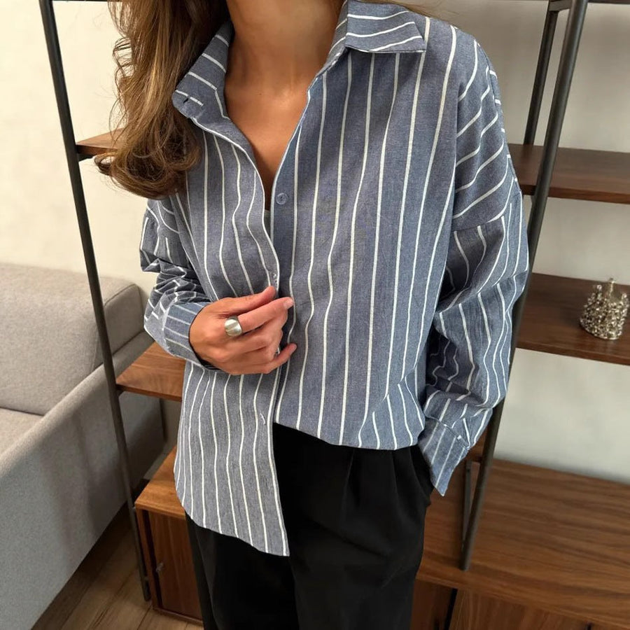 Etta Casual Blouse with Striped in Blue
