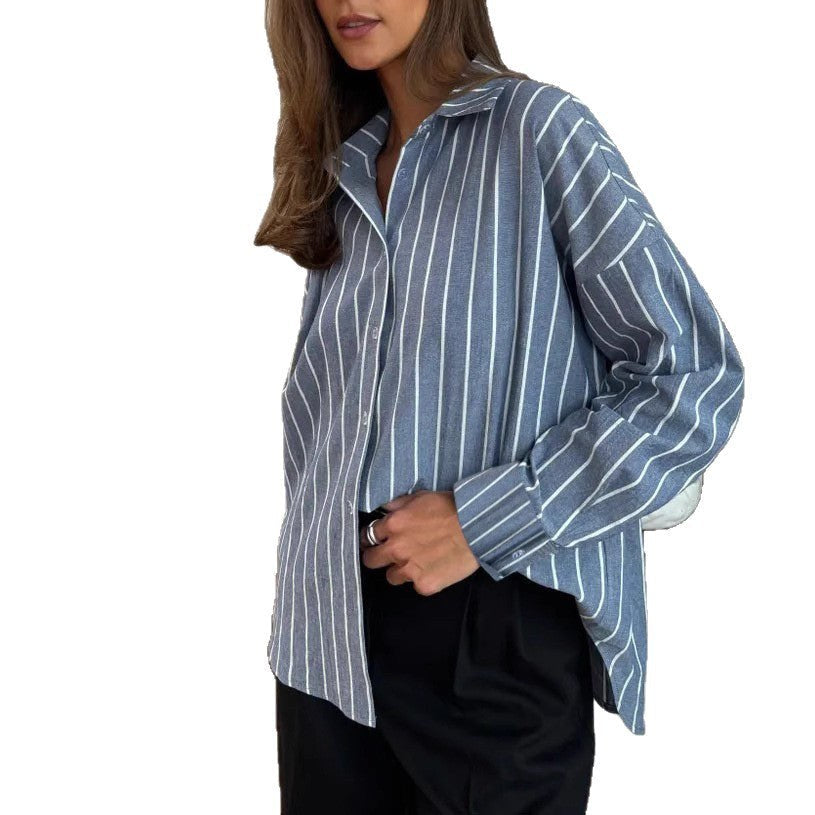 Etta Casual Blouse with Striped in Blue