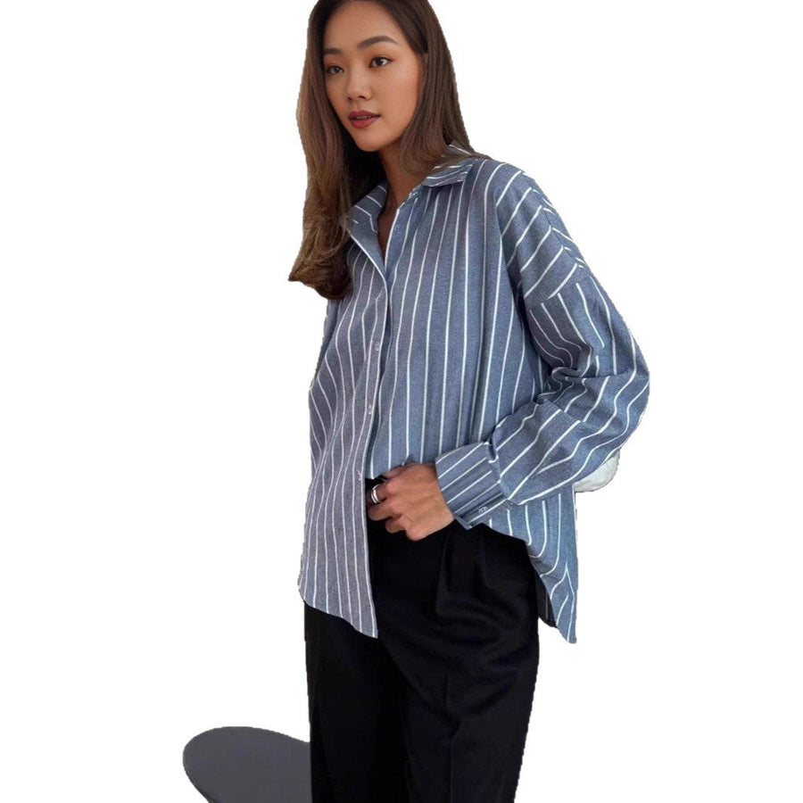 Etta Casual Blouse with Striped in Blue