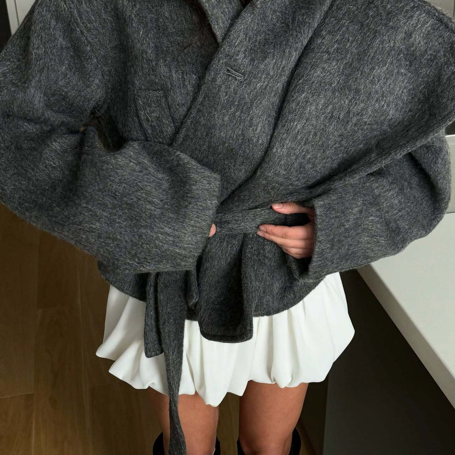 Eulalia Jacket with Belted in Dark Grey