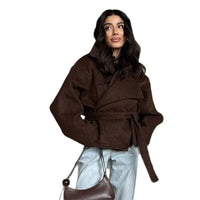 Eulalia Jacket with Belted in Dark Grey