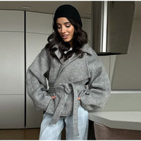 Eulalia Jacket with Belted in Light Grey