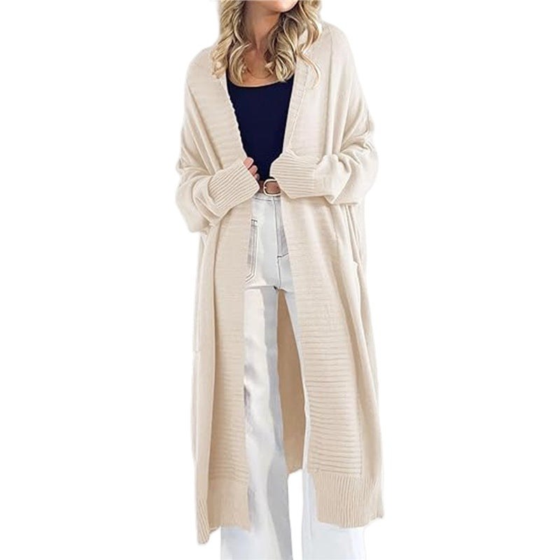 Eulalia Lightweight Knit Coat with Side Pockets and Pockets in Beige