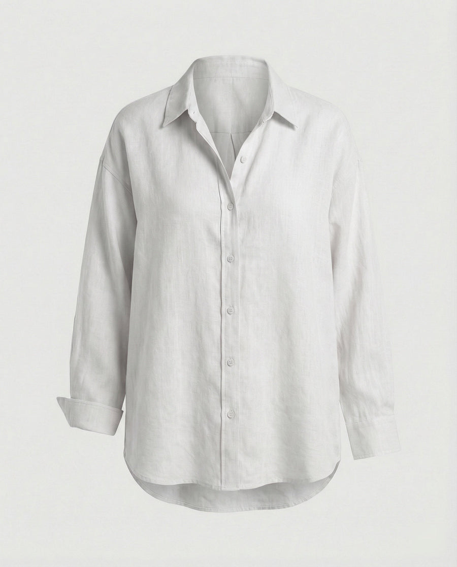 Eulalia Linen Blouse with Oversized in White