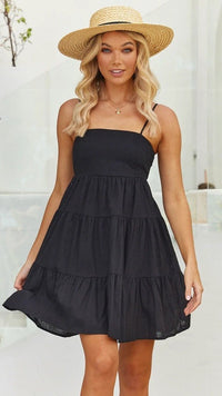 Eulalia Linen Dress in Black