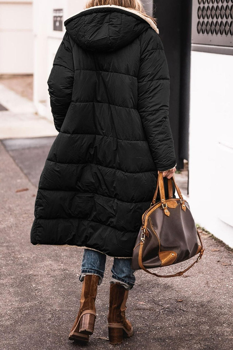 Eulalia Quilted Jacket with Hood in Black