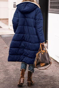 Eulalia Quilted Jacket with Hood in Blue