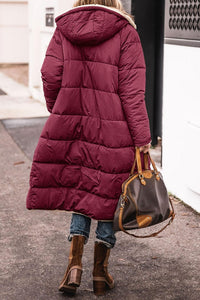 Eulalia Quilted Jacket with Hood in Red