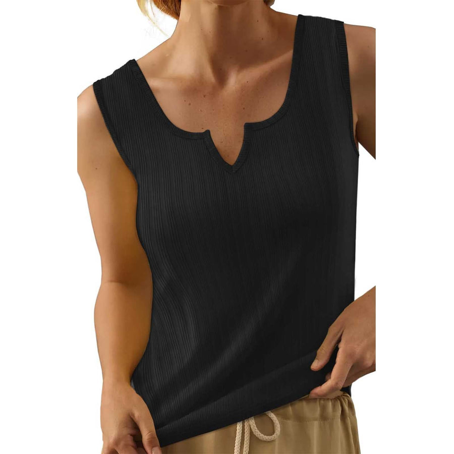 Eulalia Top with V-Neck and Sleeveless in Black