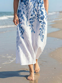 Eulalie Women's Floral Sleeveless Maxi Dress in White