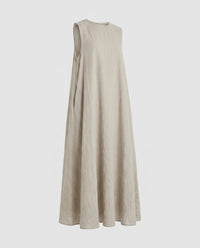 Eva Airy Linen Maxi Dress in Apricot