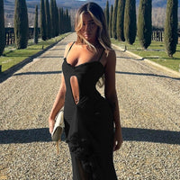 Eva Dress with Side Split and Ruffles