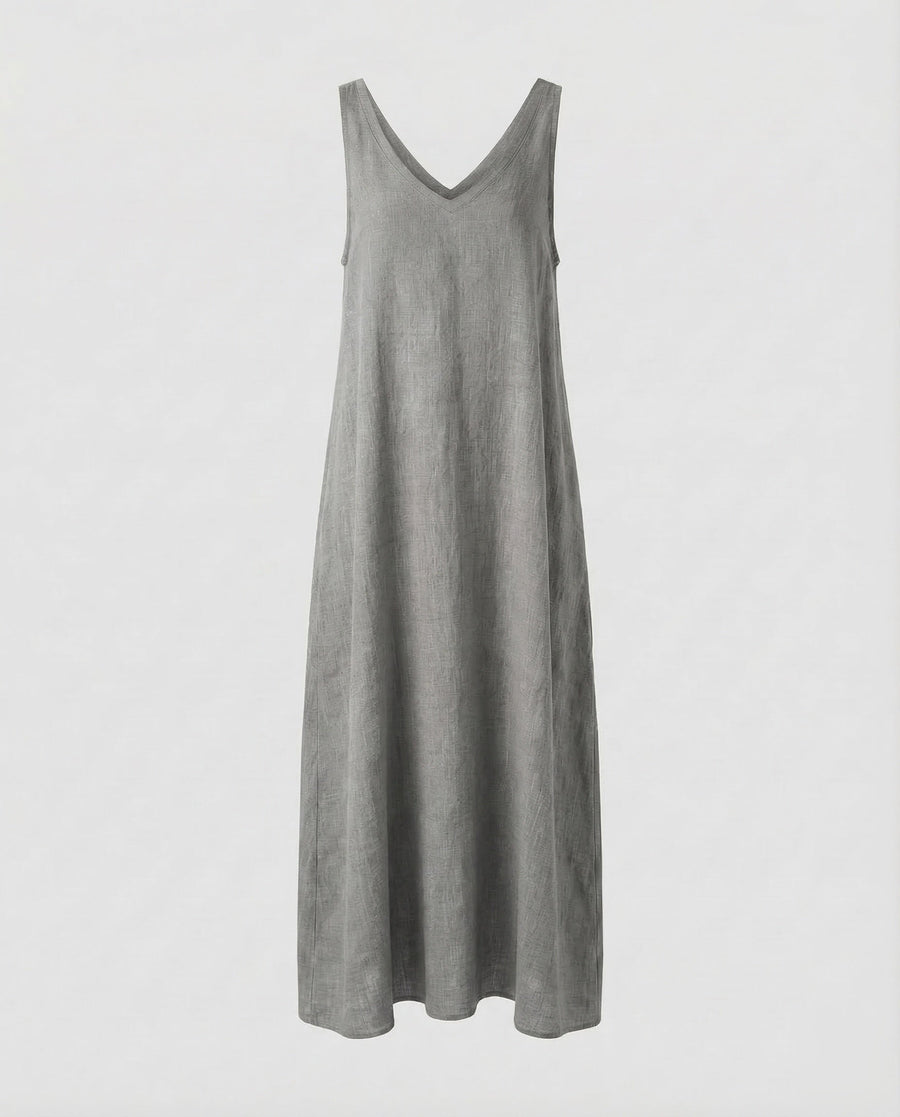 Eva Linen Dress in Grey