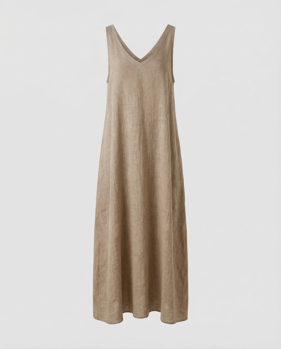 Eva Linen Dress in Khaki