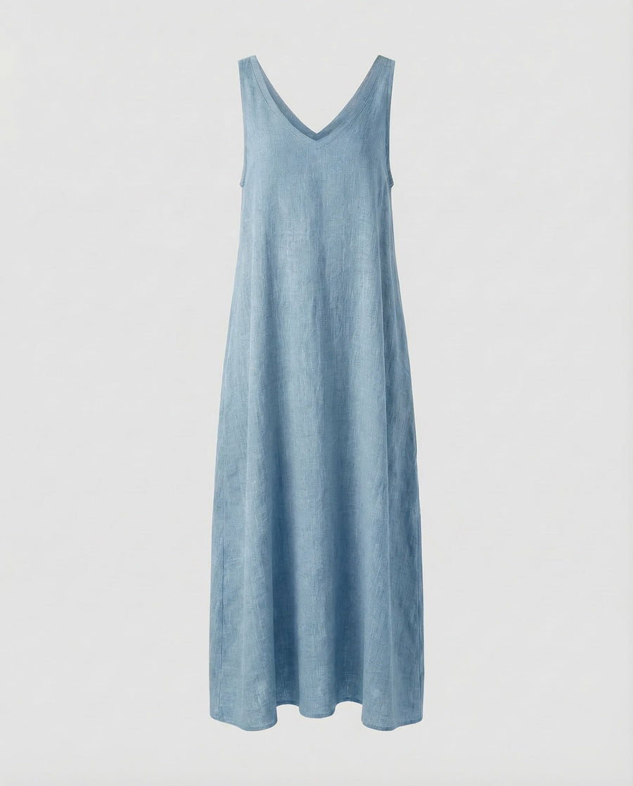 Eva Linen Dress in Light Blue