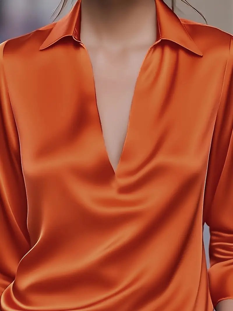 Eva™ Premium V-Neck Blouse in Burgundy
