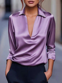 Eva™ Premium V-Neck Blouse in Purple