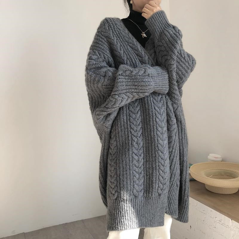 Evelina Casual Knit Coat in Grey