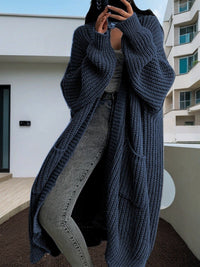 Evelina Knit Coat with Pockets and Belted in Black
