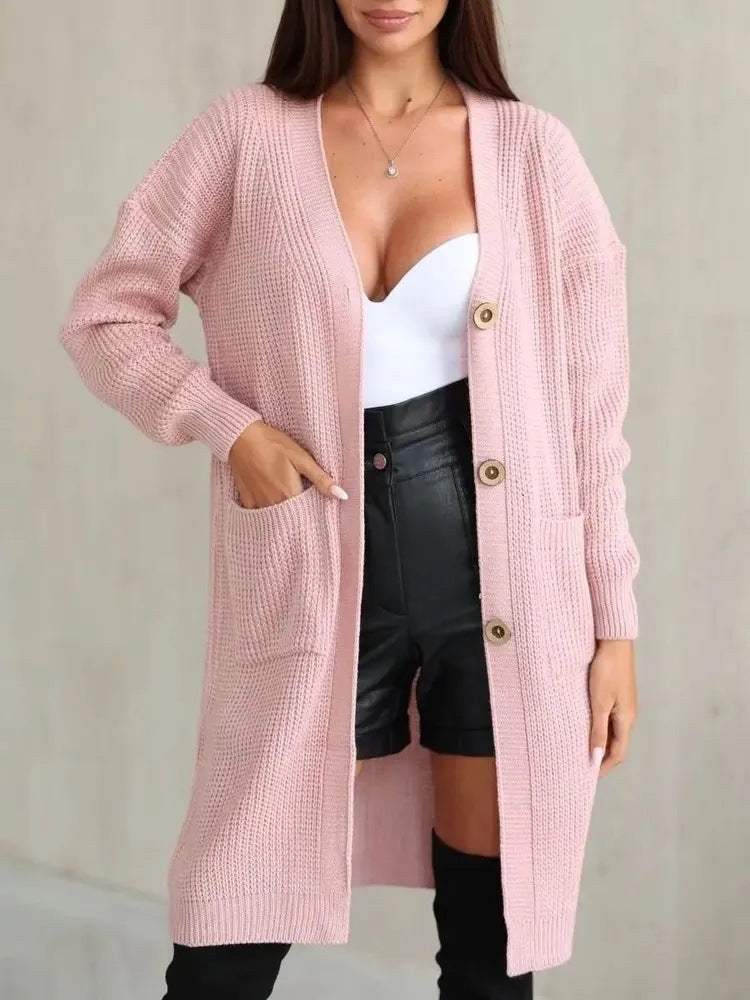 Evelina Knit Coat with Pockets and Belted in Khaki