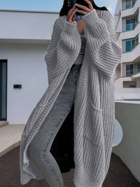 Evelina Knit Coat with Pockets and Belted in Khaki