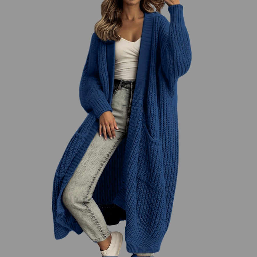 Evelina Knit Coat with Pockets and Belted in Khaki