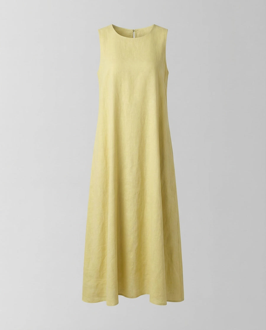 Evelina Linen Dress in Yellow