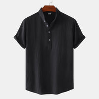 Evelina Shirt with Short Sleeve and Button Front in Black