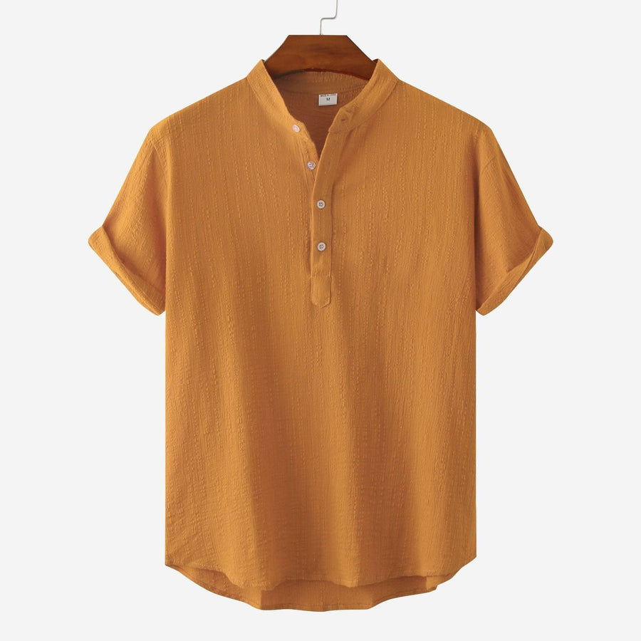 Evelina Shirt with Short Sleeve and Button Front in Khaki