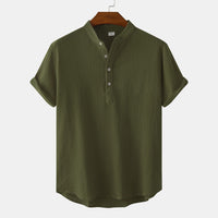 Evelina Shirt with Short Sleeve and Button Front in Light Blue