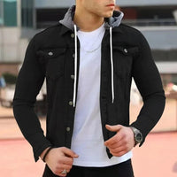 Everett Denim Shirt with Hood in Black