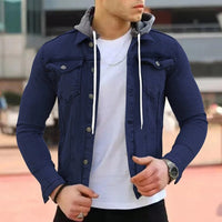 Everett Denim Shirt with Hood in Navy