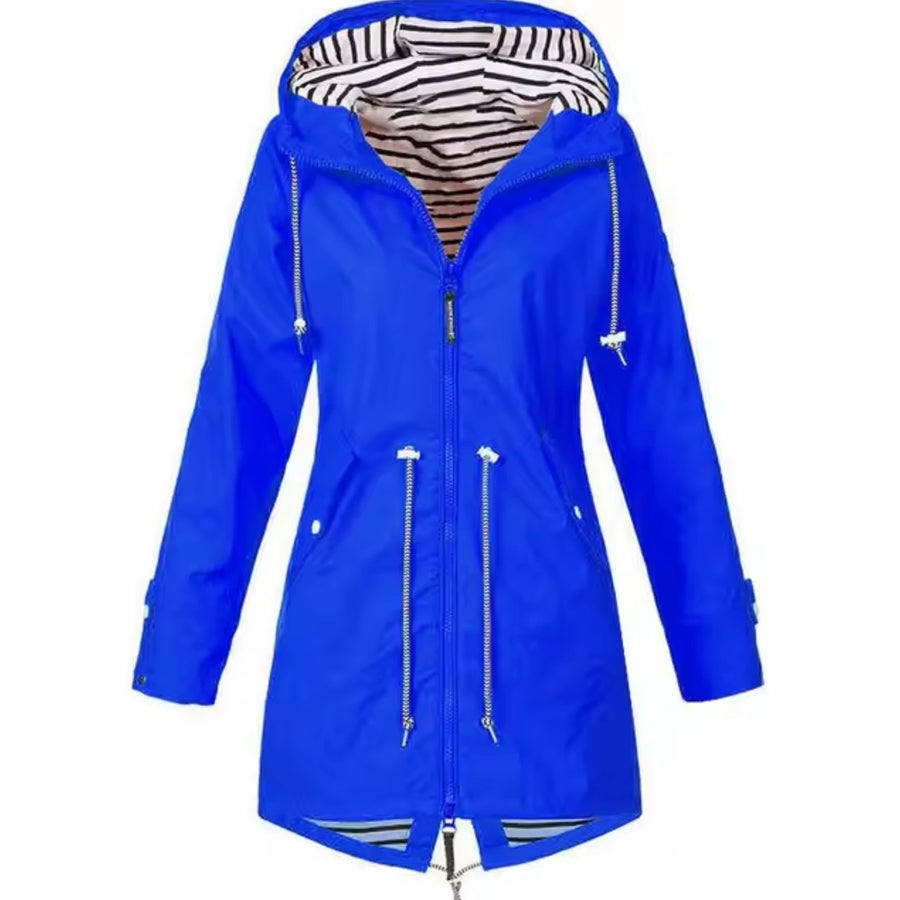 Everett Elegant Coat with Hood in Blue