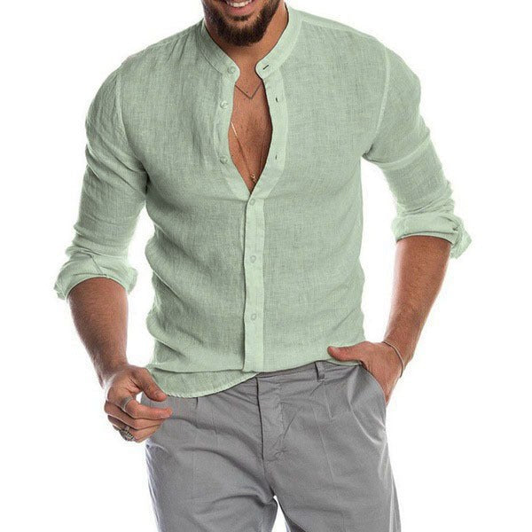 Everett Linen Shirt in Light Green