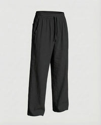 Everett Linen Trousers with Elastic Waist in Black