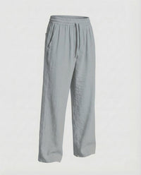 Everett Linen Trousers with Elastic Waist in Grey