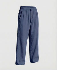 Everett Linen Trousers with Elastic Waist in Navy