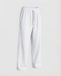 Everett Linen Trousers with Elastic Waist in White