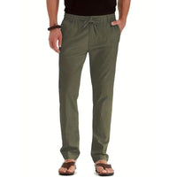 Everett Trousers with Elastic Waist in Army Green