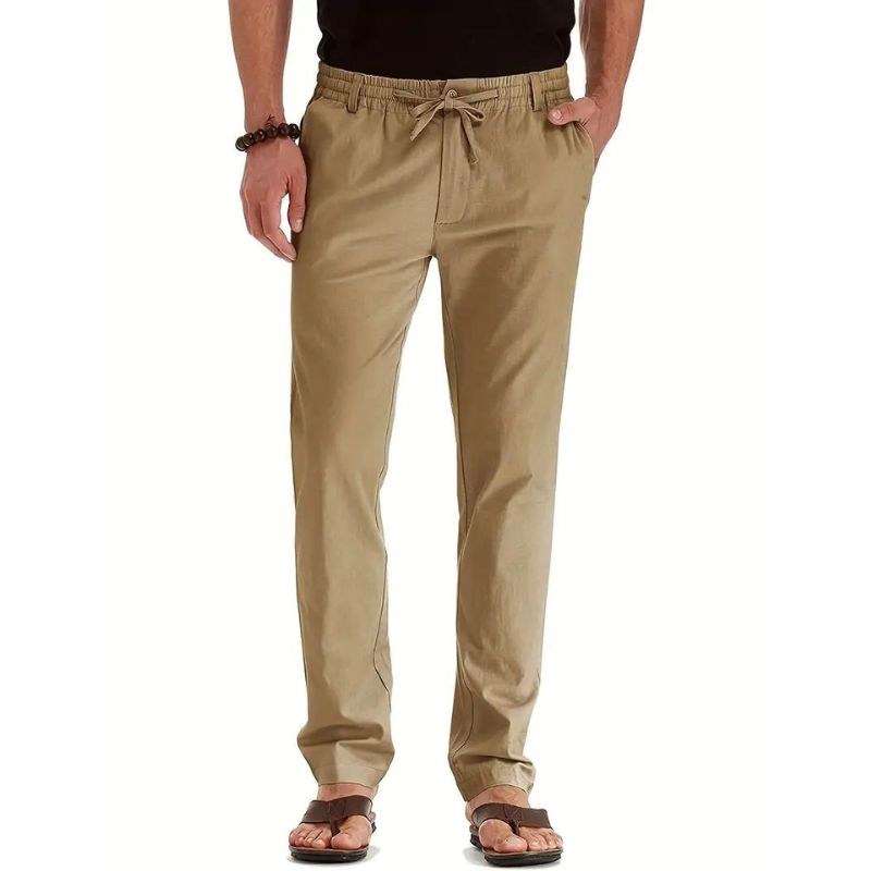Everett Trousers with Elastic Waist in Beige