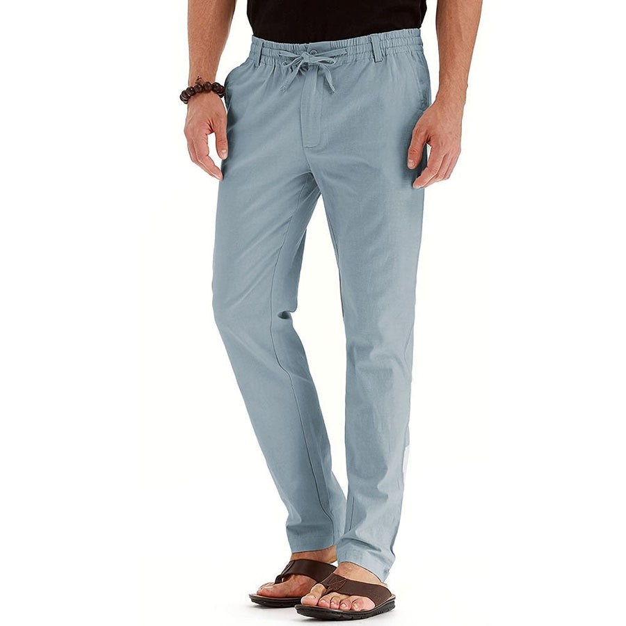 Everett Trousers with Elastic Waist in Sky Blue