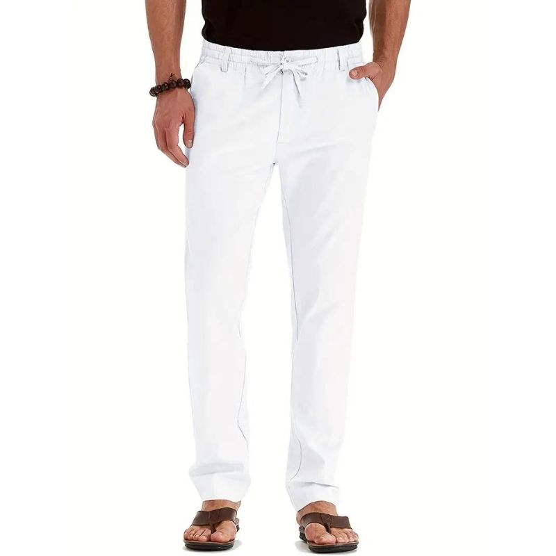 Everett Trousers with Elastic Waist in White