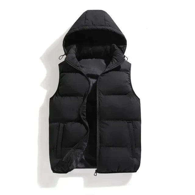 Everett Vest with Hood in Black
