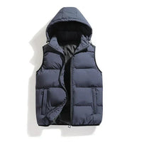 Everett Vest with Hood in Grey Blue