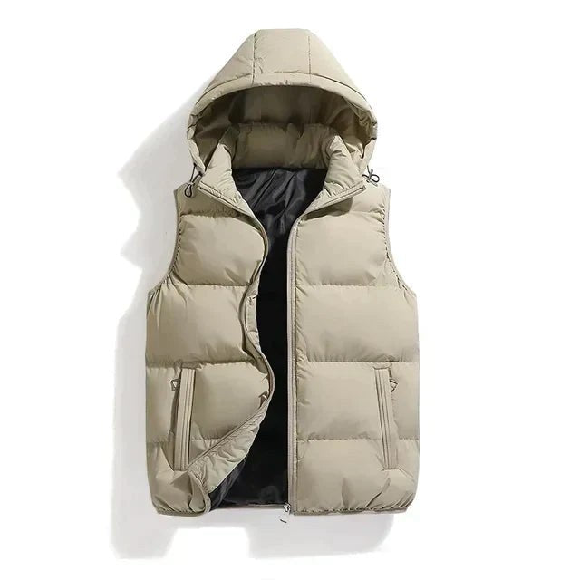 Everett Vest with Hood in Khaki