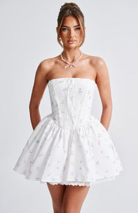 Ariana Mini Dress – White Multi Floral Print