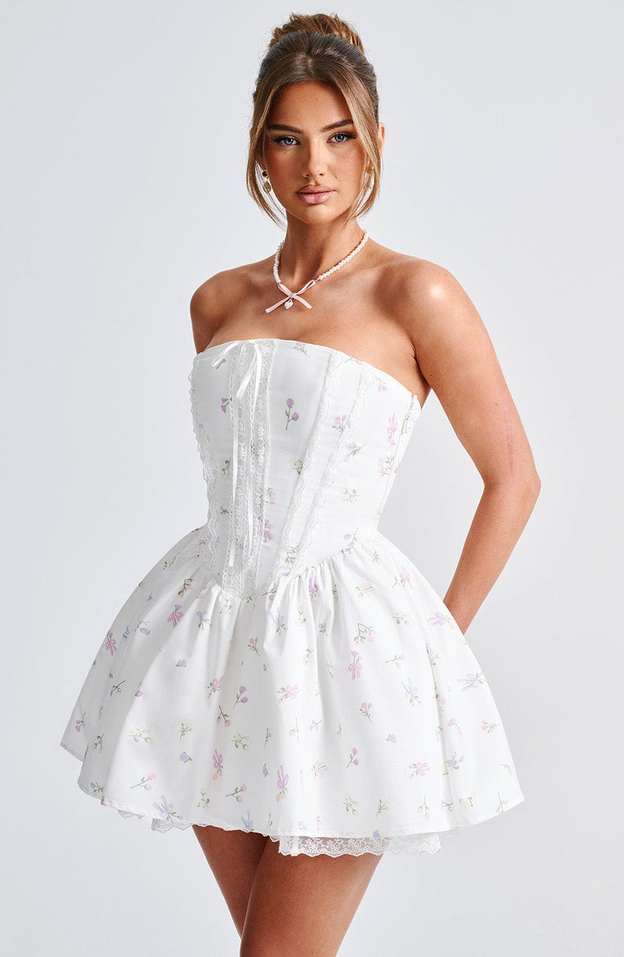 Ariana Mini Dress – White Multi Floral Print