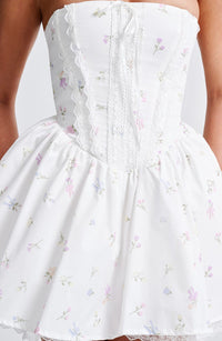 Ariana Mini Dress – White Multi Floral Print