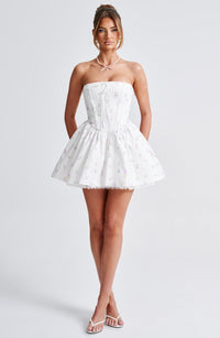 Ariana Mini Dress – White Multi Floral Print