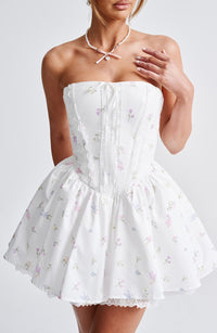 Ariana Mini Dress – White Multi Floral Print